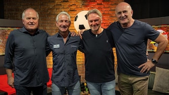 Ex-Schiedsrichter Thomas Steiner, Moderator Hannes Steiner, Fußball-Legende Andy Ogris und ...