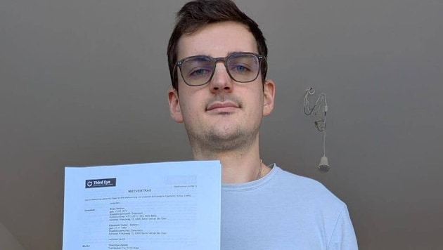 2100 Euro sind weg: Matthias Küblböck mit dem gefälschten Mietvertrag