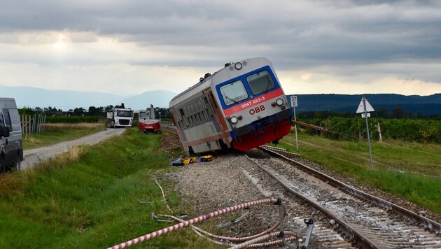 Durch die Wucht des Aufpralls entgleiste die Zuggarnitur.