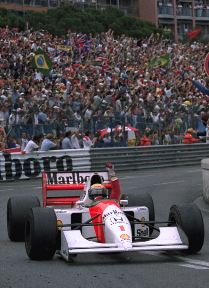 Ayrton Senna bestritt für McLaren insgesamt 96 Rennen, gewann davon 35 und krönte sich dreimal ...