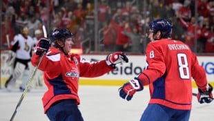 Jubel bei Nicklas Backstrom (li.) und Alexander Ovechkin