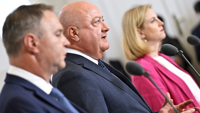 Andreas Babler, Christian Stocker und Beate Meinl-Reisinger, die Parteichefs der ...