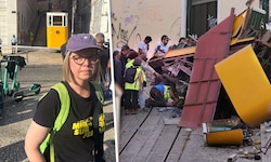 Liisa Kuittinen (links im Bild) war ein paar Tage zuvor selbst in der Seilbahn unterwegs ...
