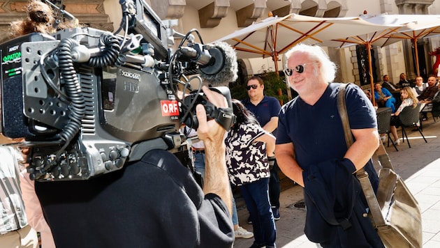 Gregor Seberg auf Setbesuch in Graz