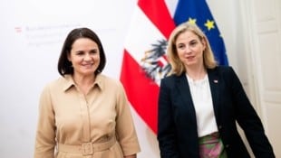 Einig im Bemühen um die Freilassung politischer Gefangener: Tichanowskaja (li.) und ...