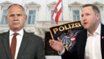 Starker Tobak: FPÖ-Generalsekretär Michael Schnedlitz (re.) wirft ÖVP-Innenminister Gerhard ...