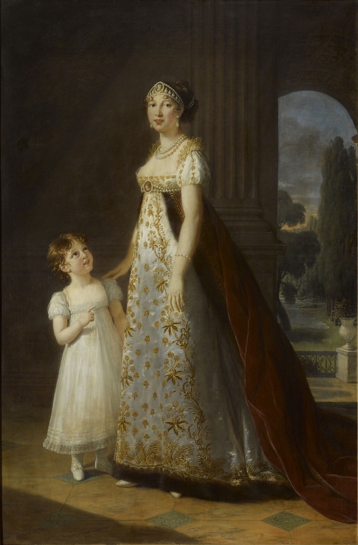 Caroline als 25-jährige Großherzogin von Berg mit ihrer Tochter, der Prinzessin Laetitia im Jahr ...