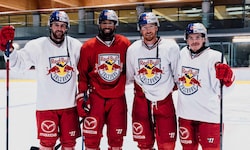 Neu in Salzburg und schon gut eingelebt. Connor Corcoran, Devante Stephens, Michael Raffl und ...