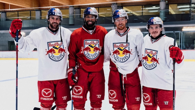Neu in Salzburg und schon gut eingelebt. Connor Corcoran, Devante Stephens, Michael Raffl und ...