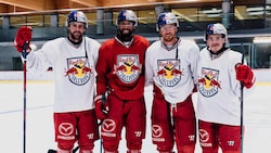 Neu in Salzburg und schon gut eingelebt. Connor Corcoran, Devante Stephens, Michael Raffl und ...