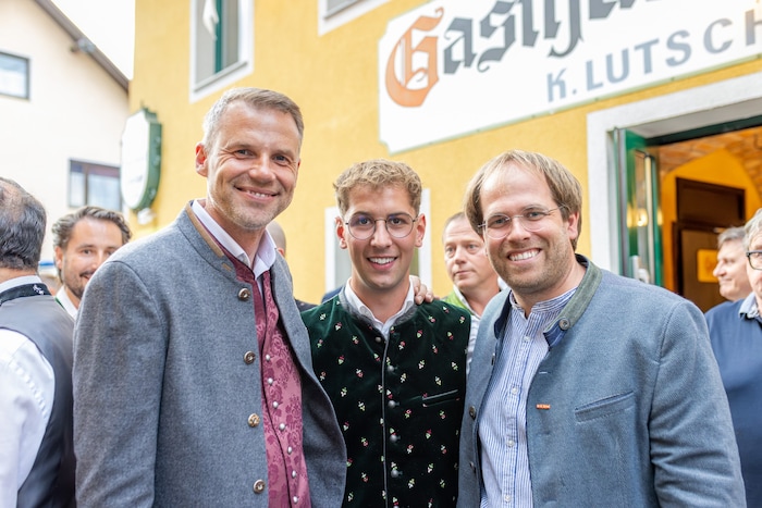 Gastro-Größe Franz Huditz mit Sohn Luca und Georg Lexer, Winzer und Präsident des ...