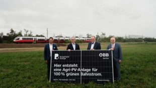 Sharma, Pluy, Doskozil und Grün beim Spatenstich.