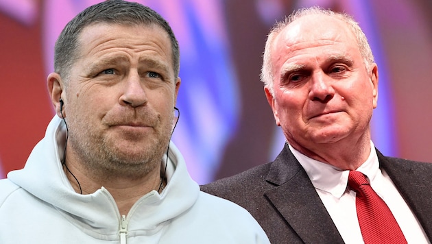 Bayern-Sportvorstand Max Eberl (li.) und Ehrenpräsident Uli Hoeneß
