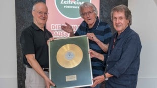 Museums-Gründer Fritz Ohnewein mit Austropop-Legenden Günter Timischl und Carl Peyer (von ...