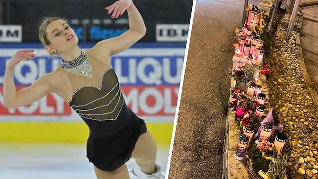 Kerzen und Blumen an der Unfallstelle erinnern an die verstorbene Julia Gaiser (23).