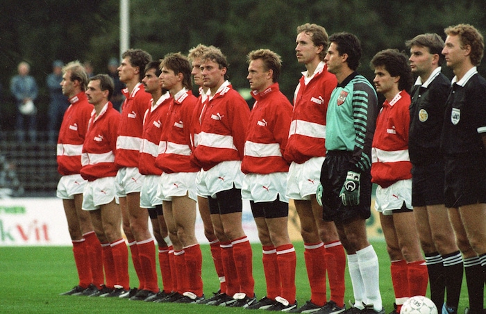 Mit dieser Mannschaft trat Österreich 1990 in Landskrona gegen die Färöer an.