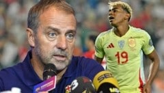 Hansi Flick (li.) ist sauer – nicht auf, aber wegen Lamine Yamal.