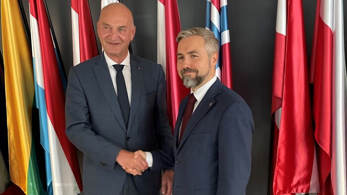 Bei Frontex in Warschau traf Dörfel auf den Vize-Geschäftsführer der Grenzschutzorganisation Uku ...