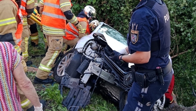 Das Unfallwrack in Graz