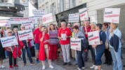 Pensionisten protestierten am Montagmittag in Graz für eine volle Pensionserhöhung