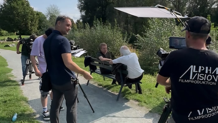 Max Müller bei Dreharbeiten in seiner Heimatstadt.