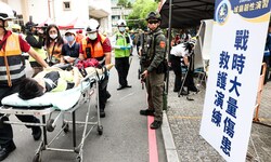 Übung einer Massenevakuierung beim jährlichen „Han Kuang“-Militärmanöver in Taipeh
