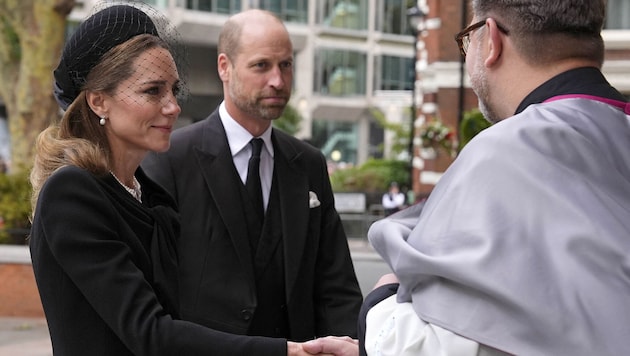 Der Prinz und die Prinzessin von Wales bei der Trauerfeier für Katharine, Herzogin von Kent