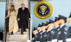 Die Trumps sind in Stansted bei London gelandet.