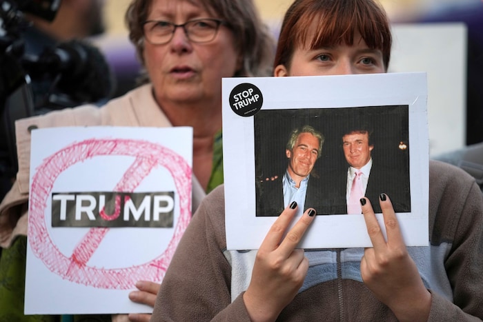 Vor allem die Verbindung des US-Präsidenten mit Jeffrey Epstein ist vielen Briten ein Dorn im ...