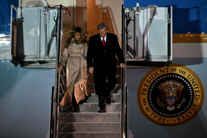 US President Trump and First Lady Melania on their arrival in the UK.
