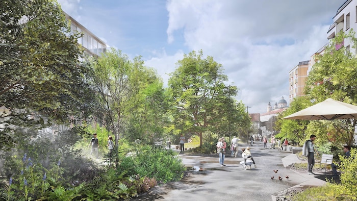 Wohnraum im Grünen mitten in der Stadt – so soll der Boulevard aussehen.