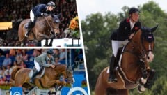Österreichs aktueller Top-Reiter Max Kühner, Olympiasieger Christian Kukuk und der britische ...