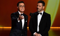 Nach Stephen Colbert (links) wird auch Jimmy Kimmel „gecancelt“.