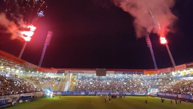 Im Ostseestadion wurde ein neunjähriger Bub durch die Pyro-Show verletzt.
