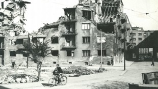 Bombenschaden in Linz, Handel-Mazzetti-Straße im Herbst, 1944