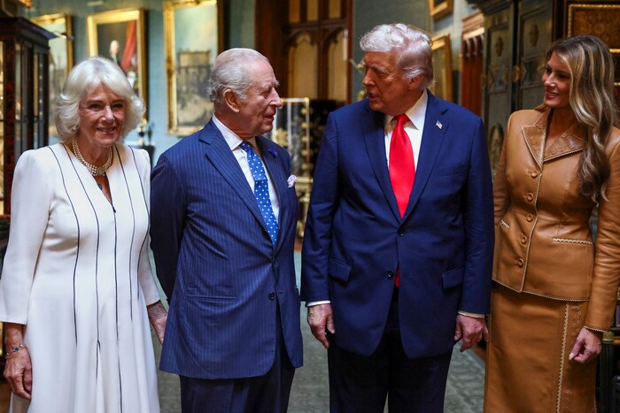 Queen Camilla und König Charles posierten zum Abschied von Donald Trump noch einmal mit dem ...