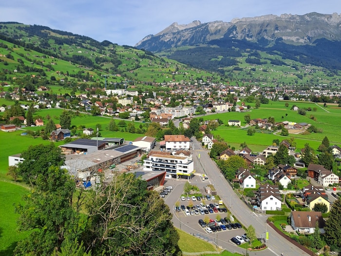 Blick vom Schlossturm in Richtung Alpstein.