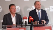 SPÖ-Abrechnung: Klubobmann Weninger (li.), Landesgeschäftsführer Zwander