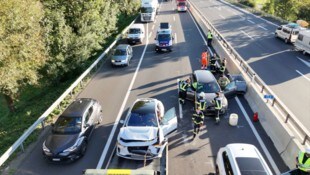 Die Unfallstelle auf der Rheintalautobahn. 