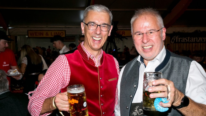 Lampert & Lampert: Andreas Lampert und Thomas Lampert feierten am Freitag in Frastanz mit.