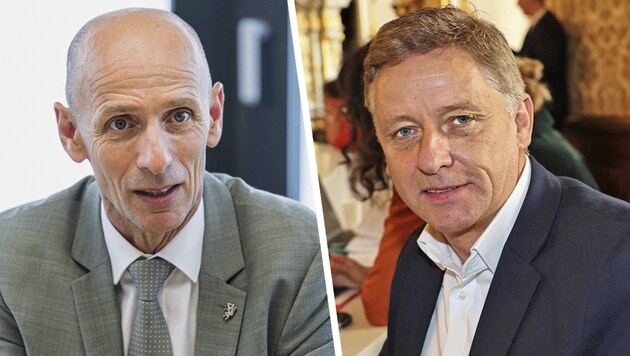 Finanzlandesrat Willibald Ehrenhöfer (ÖVP, links) und Lambert Schönleitner (Die Grünen)