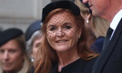 Sarah Ferguson, die Herzogin von York, vergangene Woche beim Begräbnis von Katharine, der ...