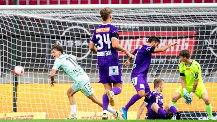 Vor einem Jahr traf Maxi Fillafer (li.) beim 2:2 gegen Austria Klagenfurt.
