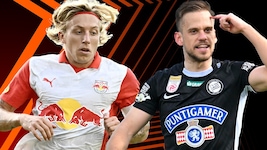 Mads Bidstrup (Salzburg) und Tomi Horvat (Sturm) wollen erfolgreich in die Europa League ...