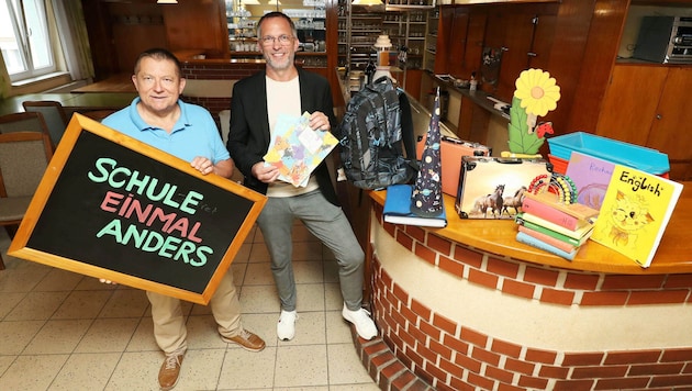 Gasthofbesitzer Reinhard Wimmer und Investor und Bauherr Erwin Nemeth beim Lokalaugenschein der ...