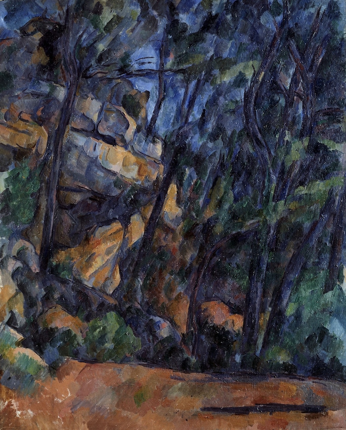 Paul Cézanne, Bäume und Felsen im Park des Château Noir, um 1904