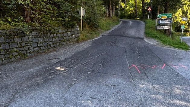 Die Gößgrabenstraße ist stark beschädigt.