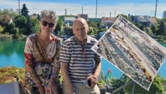 Romana Böhm und Josef Wagner kämpfen seit Jahren gegen das Bauvorhaben (siehe kl. Bild) vor ...