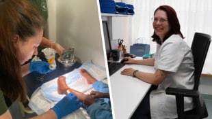 Vom Schreibtisch im Spital Mödling (rechts) reist Natascha Zeiler im Urlaub nach Namibia, um ...