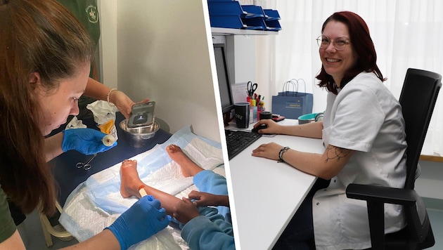 Vom Schreibtisch im Spital Mödling (rechts) reist Natascha Zeiler im Urlaub nach Namibia, um ...